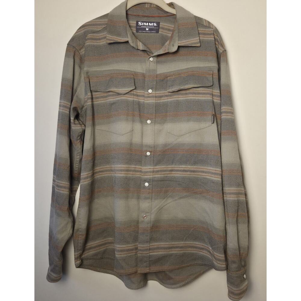 Simms Fly Fishing Gallatin Pearl Snap Flannel Shirt Mens M Gorpcore Outdoors